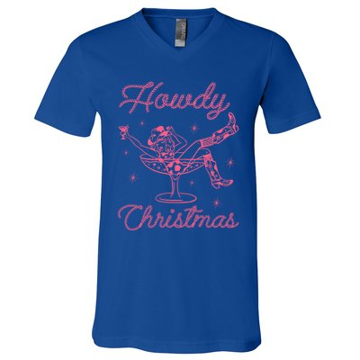 Howdy Christmas Cow Martini Glass Xmas Western Country Meaningful Gift V-Neck T-Shirt