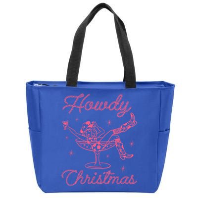 Howdy Christmas Cow Martini Glass Xmas Western Country Meaningful Gift Zip Tote Bag