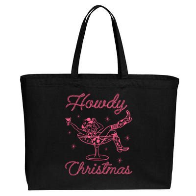 Howdy Christmas Cow Martini Glass Xmas Western Country Meaningful Gift Cotton Canvas Jumbo Tote