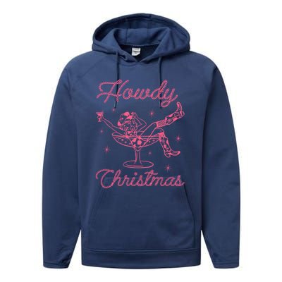 Howdy Christmas Cow Martini Glass Xmas Western Country Meaningful Gift Performance Fleece Hoodie