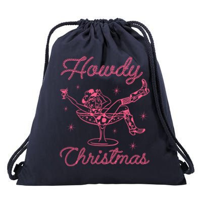 Howdy Christmas Cow Martini Glass Xmas Western Country Meaningful Gift Drawstring Bag