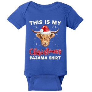 Highland Cow Christmas Pajama Santa Cow Lover Gift Baby Bodysuit