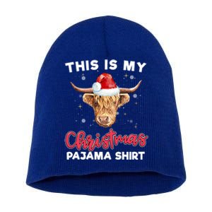 Highland Cow Christmas Pajama Santa Cow Lover Gift Short Acrylic Beanie