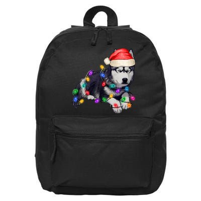 Husky Christmas Cute Dog Lover Holiday 16 in Basic Backpack