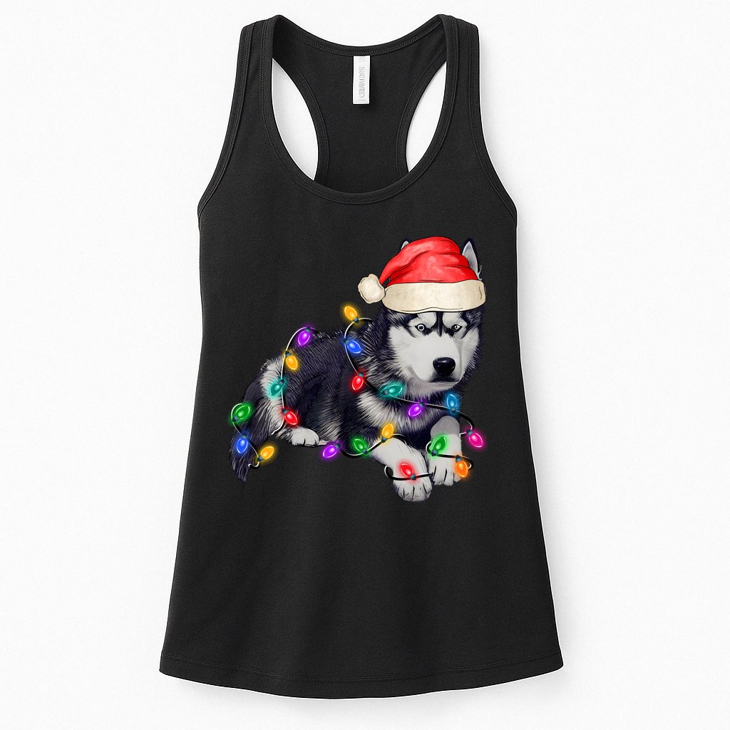 Husky Christmas Cute Dog Lover Holiday Womens Tank Top
