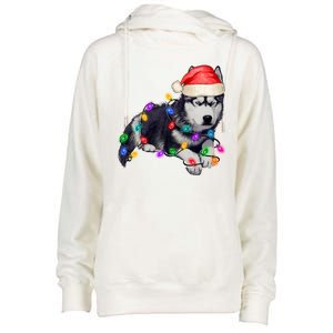 Husky Christmas Cute Dog Lover Holiday Womens Funnel Neck Pullover Hood