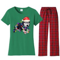 Husky Christmas Cute Dog Lover Holiday Women's Flannel Pajama Set