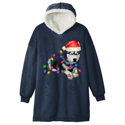 Husky Christmas Cute Dog Lover Holiday Hooded Wearable Blanket