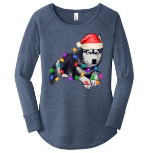 Husky Christmas Cute Dog Lover Holiday Women's Perfect Tri Tunic Long Sleeve Shirt