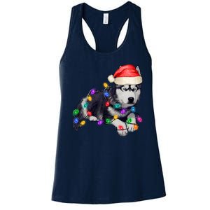 Husky Christmas Cute Dog Lover Holiday Women's Racerback Tank