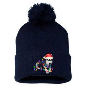 Husky Christmas Cute Dog Lover Holiday Pom Pom 12in Knit Beanie