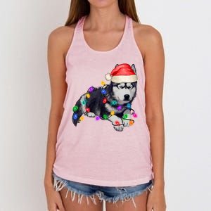 Husky Christmas Cute Dog Lover Holiday Women's Knotted Racerback Tank