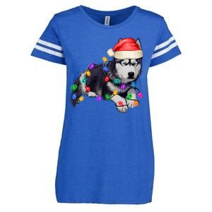 Husky Christmas Cute Dog Lover Holiday Enza Ladies Jersey Football T-Shirt