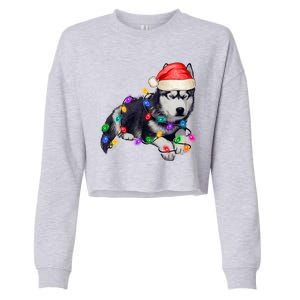 Husky Christmas Cute Dog Lover Holiday Cropped Pullover Crew