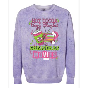 Hot Cocoa Cozy Blanket Christmas Movies Design Colorblast Crewneck Sweatshirt