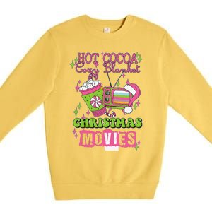 Hot Cocoa Cozy Blanket Christmas Movies Design Premium Crewneck Sweatshirt