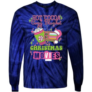 Hot Cocoa Cozy Blanket Christmas Movies Design Tie-Dye Long Sleeve Shirt