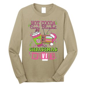 Hot Cocoa Cozy Blanket Christmas Movies Design Long Sleeve Shirt