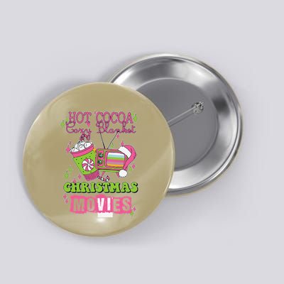 Hot Cocoa Cozy Blanket Christmas Movies Design Button