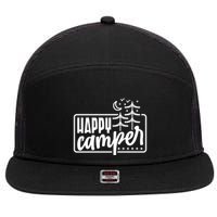 Happy Camper Camping Gift 7 Panel Mesh Trucker Snapback Hat