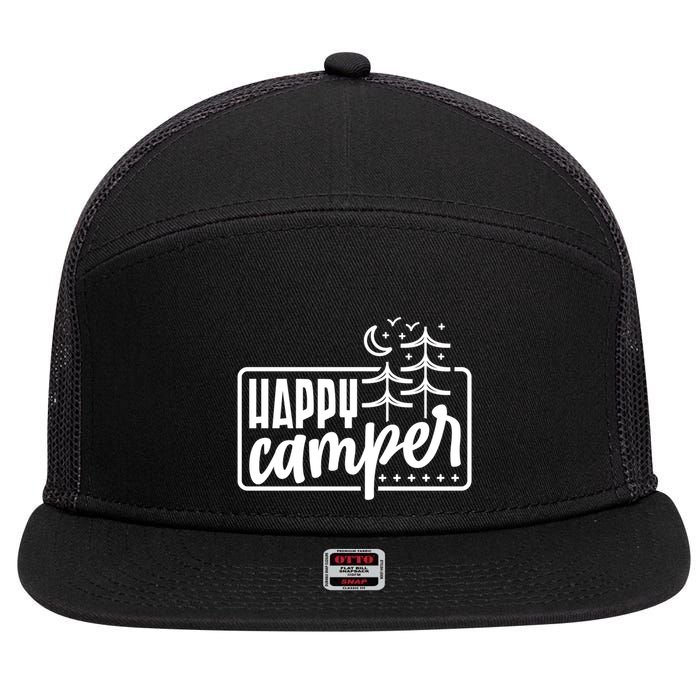 Happy Camper Camping Gift 7 Panel Mesh Trucker Snapback Hat