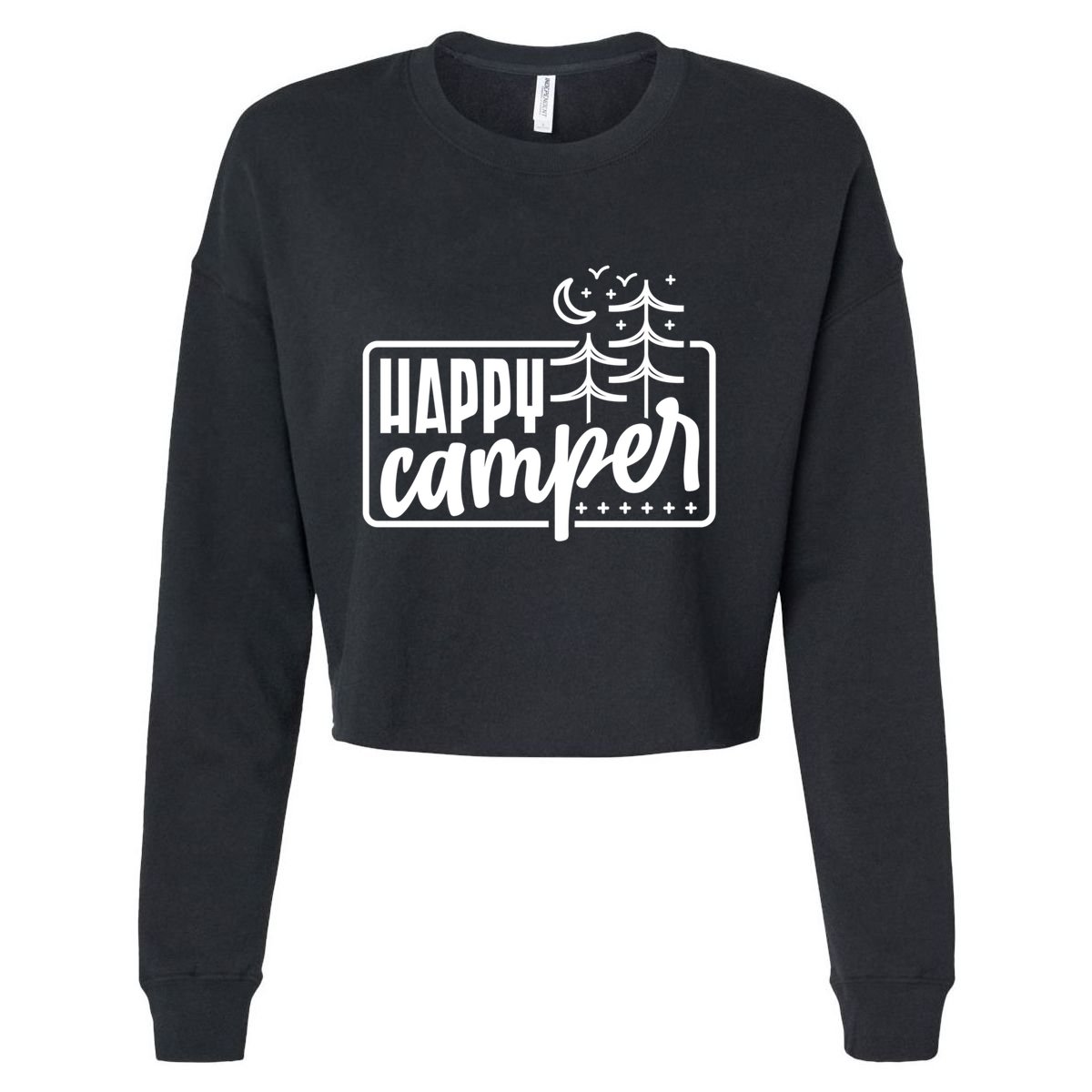 Happy Camper Camping Gift Cropped Pullover Crew