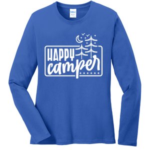 Happy Camper Camping Gift Ladies Long Sleeve Shirt