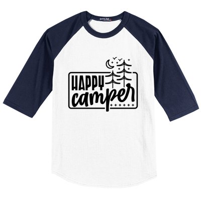 Happy Camper Camping Gift Baseball Sleeve Shirt