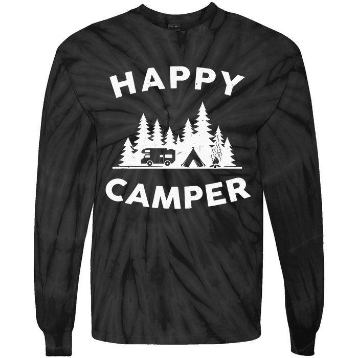 Happy Camper Camping Tie-Dye Long Sleeve Shirt