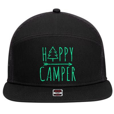 Happy Camper Camping Gift 7 Panel Mesh Trucker Snapback Hat