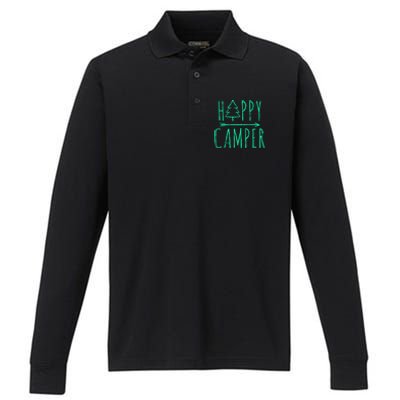 Happy Camper Camping Gift Performance Long Sleeve Polo