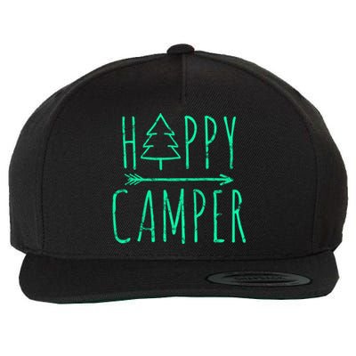 Happy Camper Camping Gift Wool Snapback Cap