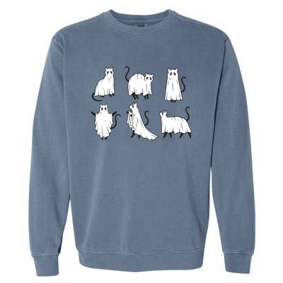 Halloween Cute Cat Boo Halloween Cat Ghost Garment-Dyed Sweatshirt