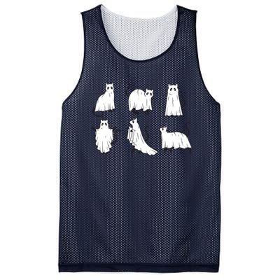 Halloween Cute Cat Boo Halloween Cat Ghost Mesh Reversible Basketball Jersey Tank