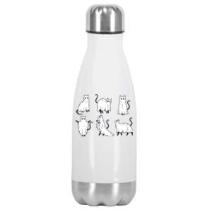 Halloween Cute Cat Boo Halloween Cat Ghost Stainless Steel Insulated Water Bottle