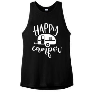 Happy Camper Camping Trailer Funny Camp Design Him And Her Cute Gift Ladies PosiCharge Tri-Blend Wicking Tank