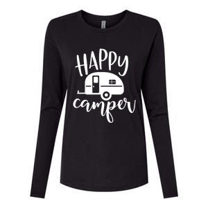 Happy Camper Camping Trailer Funny Camp Design Him And Her Cute Gift Womens Cotton Relaxed Long Sleeve T-Shirt