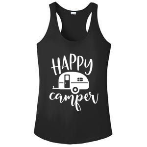 Happy Camper Camping Trailer Funny Camp Design Him And Her Cute Gift Ladies PosiCharge Competitor Racerback Tank