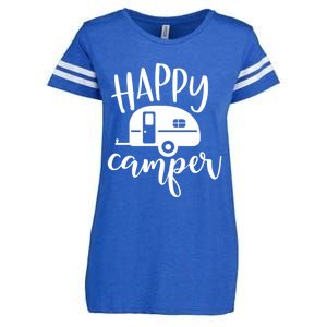 Happy Camper Camping Trailer Funny Camp Design Him And Her Cute Gift Enza Ladies Jersey Football T-Shirt