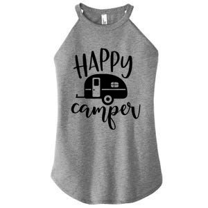 Happy Camper Camping Trailer Funny Camp Design Him And Her Cute Gift Women's Perfect Tri Rocker Tank