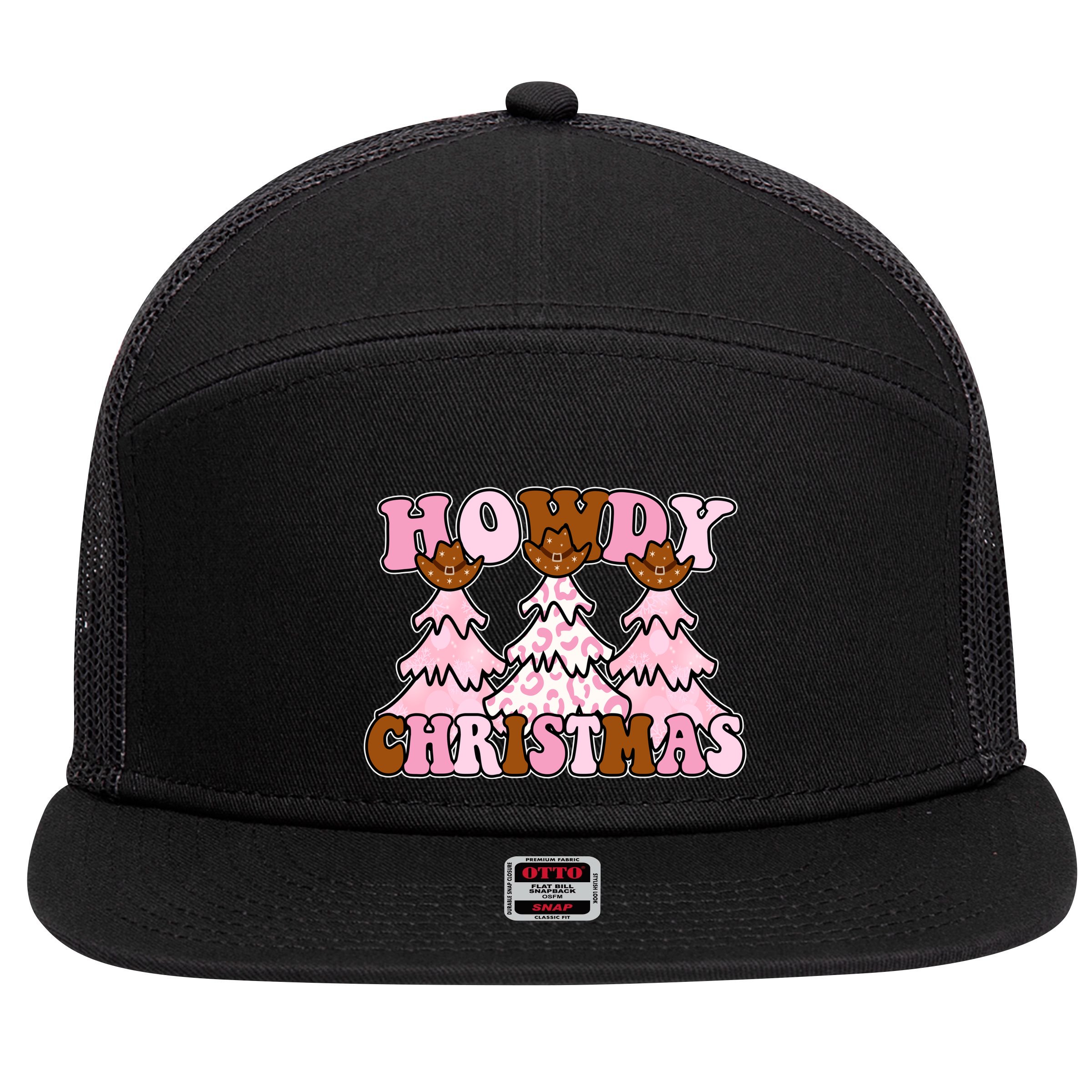 Howdy Christmas Cute Holiday 7 Panel Mesh Trucker Snapback Hat