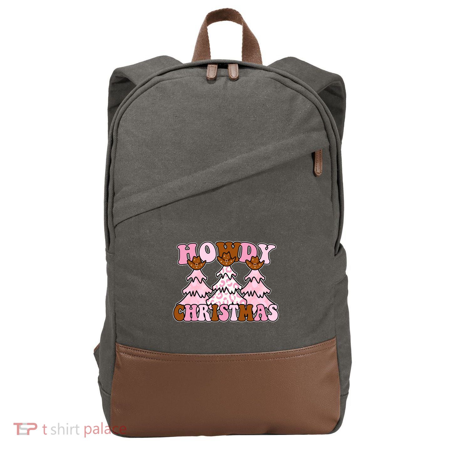Howdy Christmas Cute Holiday Cotton Canvas Backpack