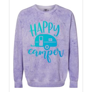 Happy Camper Camping Trailer Funny Camp Design Him And Her Cute Gift Colorblast Crewneck Sweatshirt