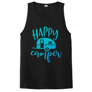 Happy Camper Camping Trailer Funny Camp Design Him And Her Cute Gift PosiCharge Competitor Tank