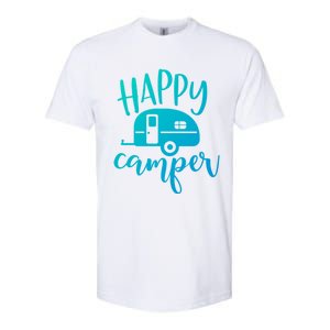 Happy Camper Camping Trailer Funny Camp Design Him And Her Cute Gift Softstyle CVC T-Shirt