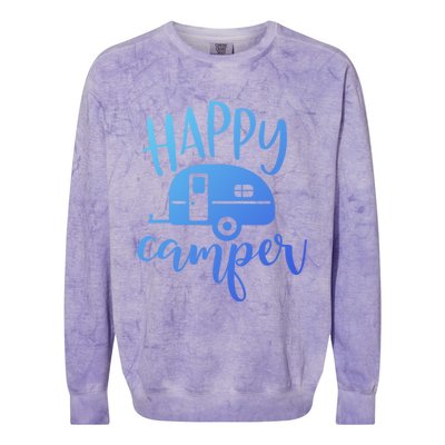 Happy Camper Camping Trailer Funny Camp Design Him And Her Cute Gift Colorblast Crewneck Sweatshirt