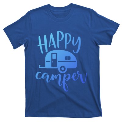 Happy Camper Camping Trailer Funny Camp Design Him And Her Cute Gift T-Shirt