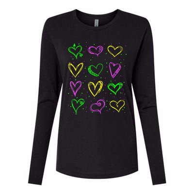 Hearts Cute Carnival Parade Mardi Gras Party Womens Cotton Relaxed Long Sleeve T-Shirt