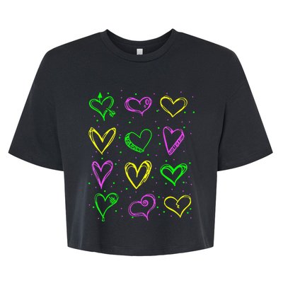 Hearts Cute Carnival Parade Mardi Gras Party Bella+Canvas Jersey Crop Tee