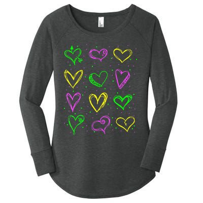 Hearts Cute Carnival Parade Mardi Gras Party Women's Perfect Tri Tunic Long Sleeve Shirt